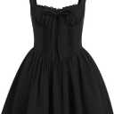 Corset Dresses for Women Spaghetti Straps Short Mini Floral Lace Bustier Dress Summer Boho Sundress (Small, Black)