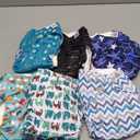 Mama Koala 3.0 Cloth Diapers for Babies with AWJ Lining, 6 Pack with 6 Natural Cloth Diaper Inserts - Reusable and Washable Pocket Diapers (Jagger-R)