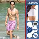 SurfTrak Mens Swim Trunks 5 Inch with Compression Liner Bathing Suit Quick Dry Beach Swim Shorts Lightweight Pockets Pink Pineapple (Pink, M)