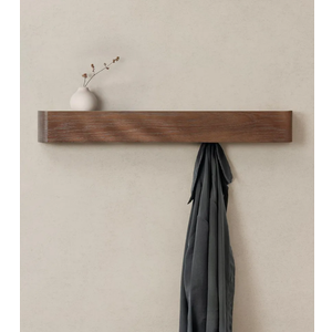 Wall-Mounted Coat Rack 'Toke' - Modern Design Coat Rack with Hidden Wall Hooks - Solid Wood Veneer Panel Coat Hanger - Oak, Dark
