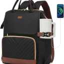Work Backpack for Women, Teacher Nurse Bookbag Laptop Backpack with Cup Holder & USB Charger for Travel, College School Bags for Teen Girl, Black Brown
