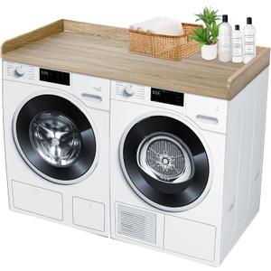 ROYXEN Washer Dryer Countertop, Laundry Countertop Solid Wood, Countertop for All Front-Loaded Washing Machine and Dryer, Extra Room for Laundry Room, White Oak