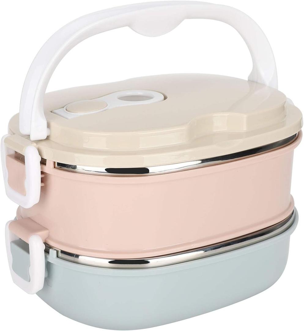 2 Layers Lunch Box 1800ml Food Lunch Containers Portable Stackable 304 Stainless Steel Bento Box Adult Food Storage Box for School Office Outdoor Travel