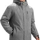 FREE SOLDIER Men's Waterproof Ski Snow Jacket Fleece Lined Warm Winter Rain Jacket with Hood Fully Taped Seams.S