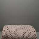 Alzoear Chunky Knit Throw Blanket Chenille Handmade Cozy Warm Blanket for Sofa Bedroom Home Decor (Beige,40"x40")