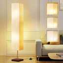 GyroVu Floor Lamp for Living Room, Color Temperature Adjustable Column Tall Lamp, Standing Lamp with Walnut Base Corner Floor Lamp for Bedroom, Office& Living Room-Beige(Bulbs Included)