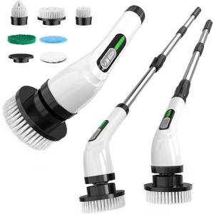 Electric Spin Scrubber for Cleaning Bathroom: Cordless Power Shower Scrubber - Electric Cleaning Brush for Tile Tub (Black&white)