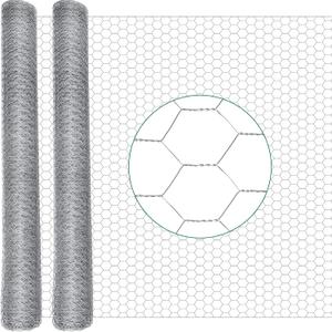 GlikCeil 36 in x 200 ft Chicken Wire Fencing Metal Floral Chicken Wire Mesh for Crafts Poultry Garden, 1 Inch Hexagonal Galvanized Hardware Cloth Netting for Poultry Coop Barrier Rabbit Cage(Silver)