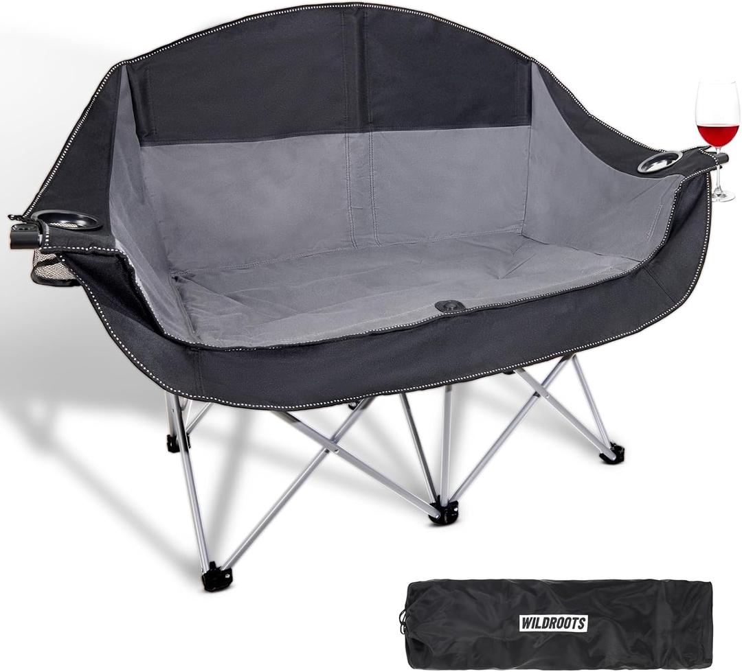 Double Camping Chair Heavy Duty 600LBS 2 Person Loveseat Portable w Holder
Thick steel tube 54x20.8x36.2in double seat cup holders folds 7x9x36.6in carry bag for camping lawn movie backyard beach rv