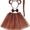 Jmkcoz Kids Monkey Costume Tutu Set, Animal Fancy Dress Costume Kit, Monkey Ear Headband Bowtie Tail Bow Tie for Boys Girls Halloween Cosplay Party Decoration