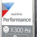 Toshiba X300 PRO 8TB High Workload Performance for Creative Professionals 3.5-Inch Internal Hard Drive  Up to 300 TB/Year Workload Rate CMR SATA 6 GB/s 7200 RPM 512 MB Cache - HDWR780XZSTB
