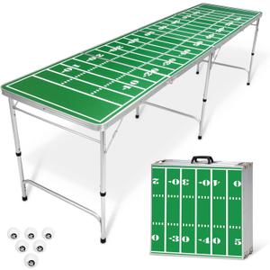 GoPong 8 Foot Portable Beer Pong/Tailgate Tables (Black, Football, American Flag, or Custom Dry Erase)