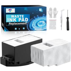 Waste Ink Pad Replacement with Reset Software for XP-830 XP-640 XP-530 XP-630 XP-7100 XP-850 XP-950 XP-860 XP-960 XP-810 XP-820 XP-600 XP-520 Printers, Maintenance Box with Extra Sponge