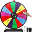 18" Tabletop Spinning Prize Wheel 14 Slots with Durable Base Stand, Spin Wheel for Prizes Dry Erase Fortune Spinner Wheel with Dry Erase Markers and Eraser for Carnival Trade Show Party