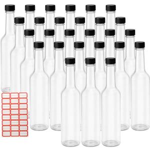 27 Pcs 15 oz Plastic Long Neck Bottle with Screw Caps Homemade Wine Containers Empty Clear Liquor Wine Bottles for DIY Craft Decoration Condiment Vanilla Extract Coquito Limoncello Drinks