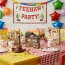 JOYGATHER 24 Pcs Cowboy Party Favors Bags with Handles, Western Wild West Goodie Gift Candy Kraft Paper Bags with 4 Different Types for Birthday Party Supplies Baby Shower Decorations