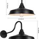 Solar Barn Light Outdoor, 16 Inch Dome Wall Light Solar Powered, Farmhouse Exterior Wall Sconce, Industrial Outside Lighting Fixture, Rustic Lantern for Garage, Barn, Shed, RZSR020W, 16"-1 Pack