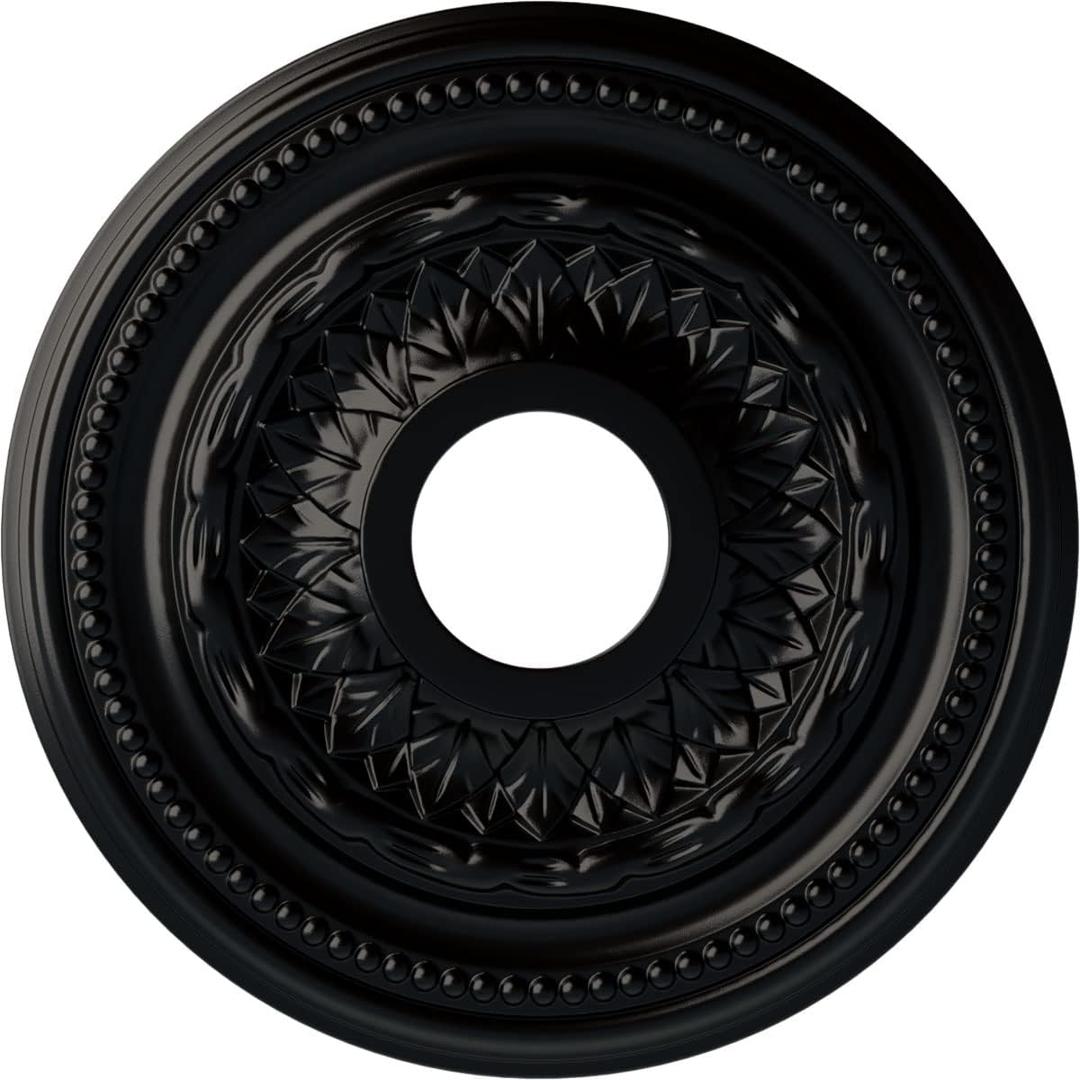 Ekena Millwork CM15GABLF 15 3/4"OD X 3 1/4"ID X 1"P Galway Ceiling Medallion Fits Canopies Up to 3 1/4", Jet Black