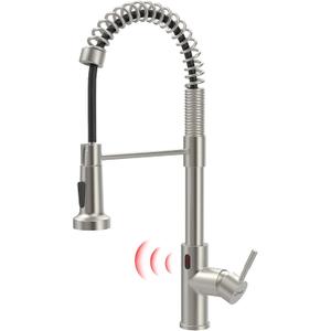 GIMILI Touchless Kitchen Faucet with Pull Down Sprayer, Motion Sensor Smart Hands-Free Activated Single Hole Spring Faucet for Kitchen Sink, Brushed Nickel