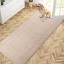 PURRUGS Dirt Trapping Door Mat 32" x 70", Non-Slip/Skid Machine Washable Entryway Rug, Dog Doormat, Super Absorbent Welcome Mat for Muddy Wet Shoes and Paws, Beige
