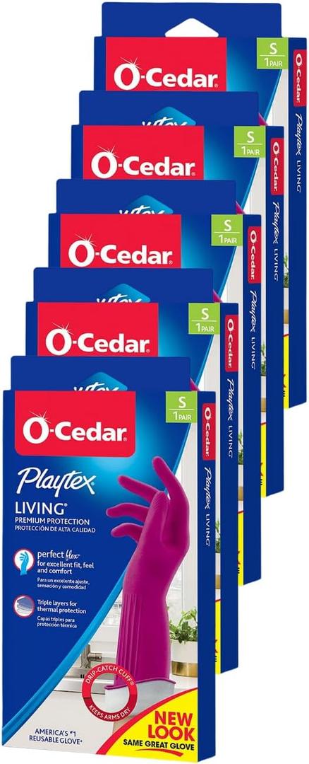 Playtex Living Reuseable Rubber Cleaning Gloves (Small, 72 Pack), Premium Protection Reusable Household Gloves