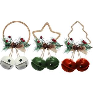 Christmas Bell Door Hanger Wall Hanger Ornaments,Berry Matsuba Pinecones for Christmas Holiday Rustic Vintage Farmhouse Wreath Door Winter Holiday Decoration3pack