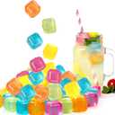 Reusable Ice Cube Plastic Ice Cubes 65 Pack Colorful Refreezable Ice Cubes for drinks, Whiskey, Vodka or Coffee, Washable Non-Melting Ice Cubes Non-Diluting