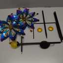 Solar Wind Spinner Outdoor with Color-Changing Lights, Garden Wind Spinners with Stake Metal Yard Decor, Large Outdoor Whirligigs Wind Spinners for Patio Pathway Lawn(Blue & Purple)