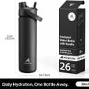 POWCAN 26 oz Insulated Water Bottle with 2-in-1 Straw and Spout Lid, Keep Cold 24H, Leak-Proof, Fits in Car Cup Holder, Stainless Steel Water Bottle for Sports, Travel, and School (Dark Knight)