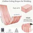 6 Panels Blush Pink Ceiling Drapes for Weddings Ceiling Drape 5ftx20ft Chiffon Ceiling Curtains Sheer Draping Fabric for Wedding Birthday Party Anniversary Ceremony Stage Drapery Decor