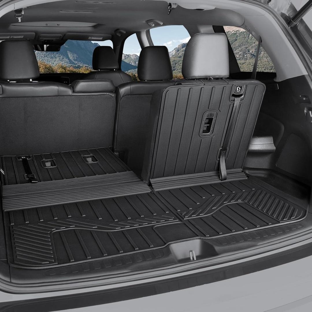 Cargo Mat Backrest Mats for 2016-2022 Honda Pilot 8 Passengers (No Elite Models), All Weather TPE Car Liner Car Mat for 2022 Honda Pilot Accessories