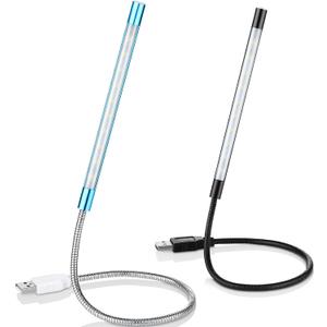 Mudder 2 Pieces USB LED Light for Laptop Keyboard Light Gooseneck Computer Lamp Flexible Stick Dimmable LED Lamp Touch Switch for Reading Book(Black, Blue)