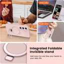 Liquid Silicone Case for Samsung Galaxy S25 Plus with Magnetic Stand, Mil-Grade Drop Shockproof, Full Camera Protection Anti-Scratch Microfiber Lining Silicone Phone case, Pink