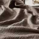WDCOZY Muslin Blanket 100% Cotton Blankets Twin Size 4-Layer Breathable Lightweight for Couch Bed Boho Farmhouse Linen Tassels Ruffle Gauze Blankets 60x80 Inches Brown Mocha Chocolate Coffee Taupe