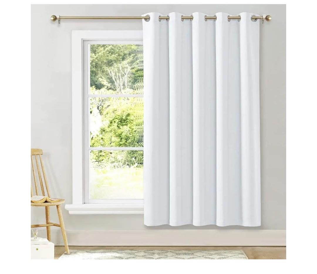 NICETOWN Sliding Door Curtain Window Treatment, Home Decoration Extra Wide Solid Blackout Curtains/Drapes for Patio Door (Pure White, W70 x L72)