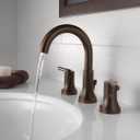 Delta Trinsic Oil Rubbed Bronze Bathroom Faucet 3 Hole, 8 Inch Widespread Bathroom Sink Faucet for Vanity, Metal Push-Pop Drain Assembly, Venetian Bronze 3559-RBMPU-DST