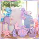 4 Pcs Large Under The Sea Mermaid Party Decorations Summer Ocean Theme Birthday Party Decor Mermaid Coral Shell Wooden Stand Decor for Vbs Classroom Centerpieces Photo Booths Props