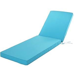 Comcaver Chaise Lounge Cushion for Outdoor Furniture, Waterproof Fade and Tear Resistant Lounge Deck Chair Cushions for Patio Lawn Pool Resort Hotel, 80x26x3 Inch, Teal