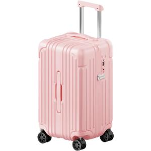 Krute Carry on Luggage PC+ABS Suitcases with Double Spinner Wheels 22x14x9 Airline Approved Luggage with TSA Lock 20 Inch (Pink)