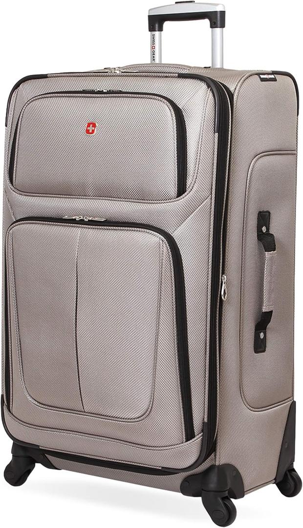 SwissGear Sion Softside Expandable Luggage, Pewter, Checked-Large 29-Inch