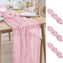 Asee'm 3pcs Cheesecloth Table Runner 120 Inches Blushing Pink Boho Gauze Cheese Cloth Runner 10FT Rustic Sheer Fall Table Runners for Thanksgiving Wedding Baby Shower Holiday Party Decoration
