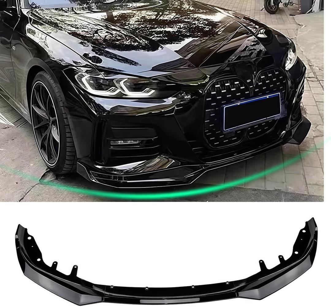 KHK Front Bumper Lip for 2021-2025 BMW 4 Series M440i/430i M Sport G22 G23 | Glossy Black Front Spoiler, ABS Air Dam Body Kit Accessories