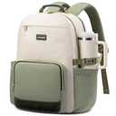 LOVEVOOK Laptop Backpack for Women with Pouch Pocket for Large Capacity Cup,17 Inch Laptop Computer Bag Travel Backpack Purse,Waterproof Work College Teacher Bags,White-Bean Green-Dark Olive Green