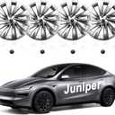 Hubcaps for Tesla Model Y Juniper 2025 2026, 20 Inch Wheel Covers with Center Caps, Cross-Spoke Design Rim Protectors, Easy Clip-On Installation, for Model Y Juniper Accessories (Silver)