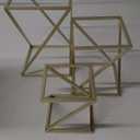 MyGift Modern Pizza Pedestal Stand, Twisting Geometric Brass Tone Metal Racks, Tiered Abstract Food Display Stands, Dessert Serving Risers for Cupcakes, 3-Piece Set