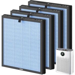 HAP603 H13 True HEPA Replacement Filter Compatible with ECOSELF HAP603 Air Cleaner Purifier, 3-in-1 Filter of HEPA and Activated Carbon Filters, 4 Packs, Blue