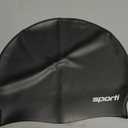 Sporti Silicone Swim Cap for Women & Men, Adult, Vibrant Lightweight Swimming, Non-Slip, Easy Wear, Removal, Protects Hair (Black)
