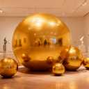 Inflatable Mirror Ball Set - Airtight PVC Spheres for Parties, Weddings, and Events. Perfect for Decoration, Hanging, and Displays. Includes Electric Pump (Gold, 24in-2pk_32in_39in_47in_71in)