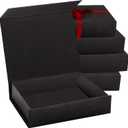 5 Pack Black Hard Gift Box with Magnetic Closure Lid 7" x 5" x 1.6" Rectangle Boxes For Gifts With Black Glossy Finish (Black, 5 Boxes)