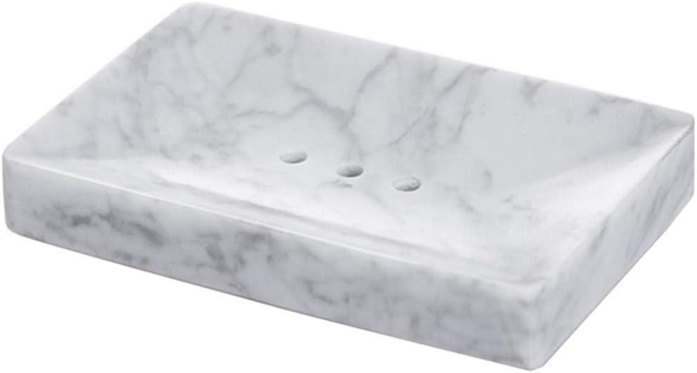 StonePlus Natural Smooth Real Marble Soap Dish/ Facial Sponge Holder/ Bathroom Makeup Sponge Tray with Draining Hole (White Carrara)